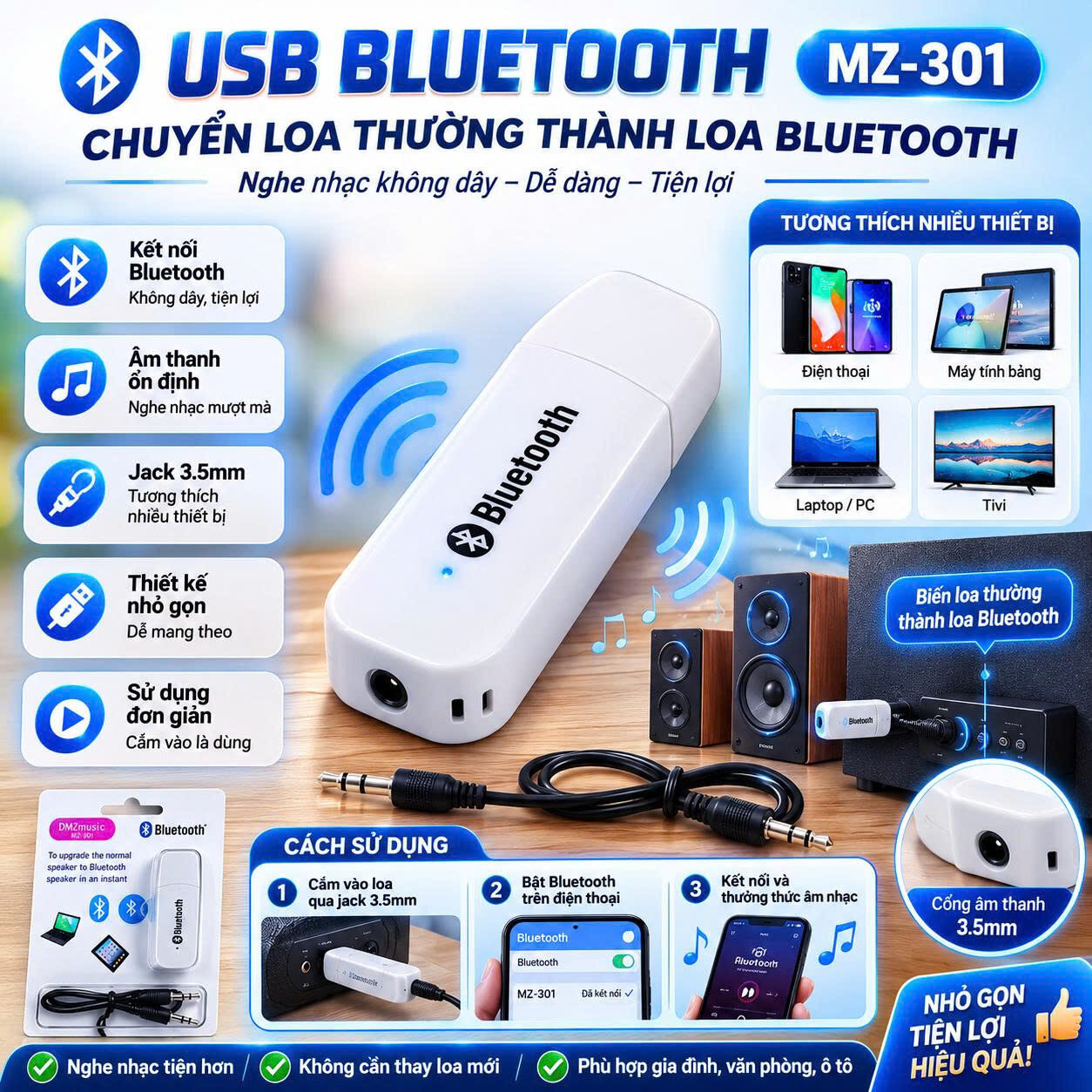 USB BLUETOOTH ÂM THANH MZ-301