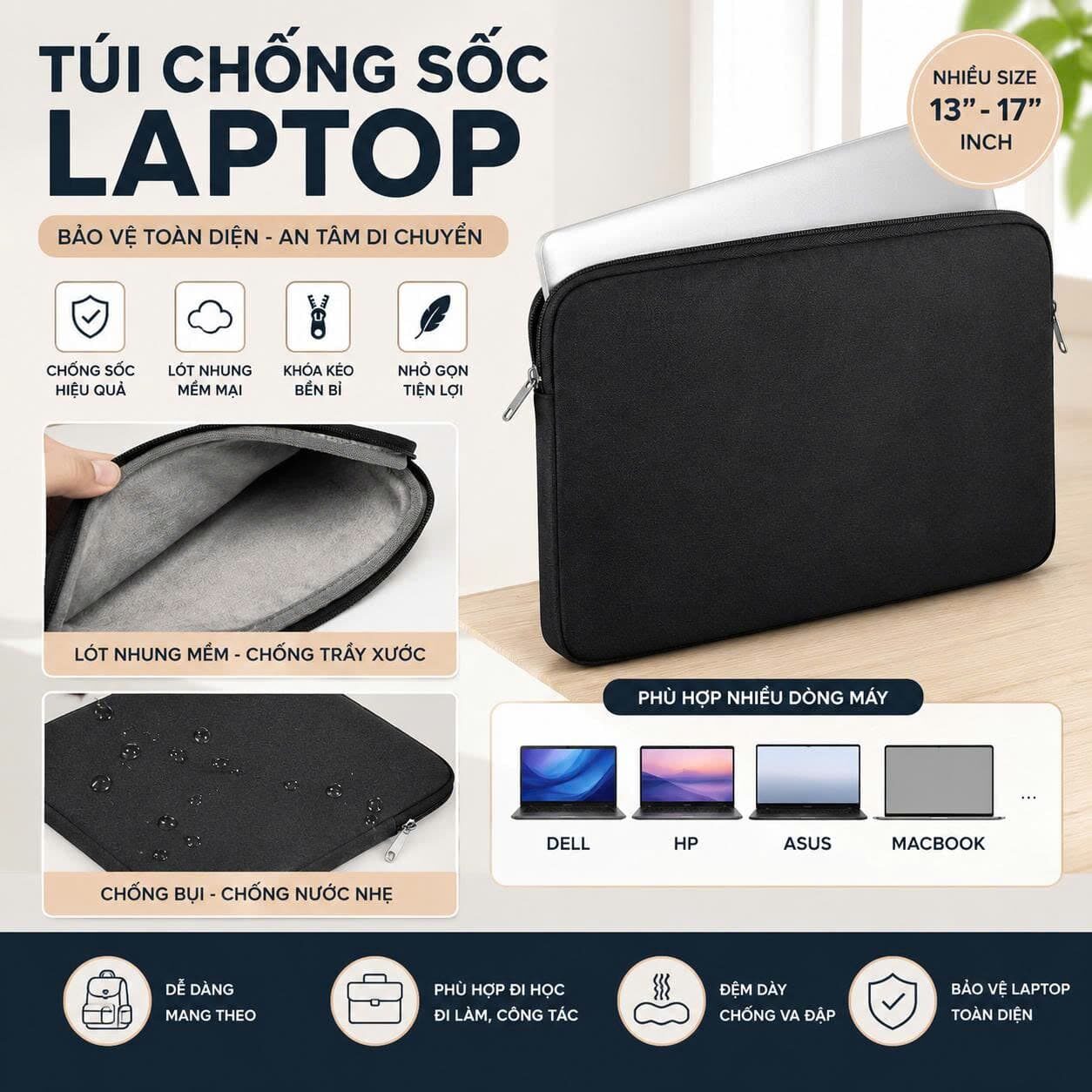 TÚI CHÔNG SỐC 13,14,15 INCH