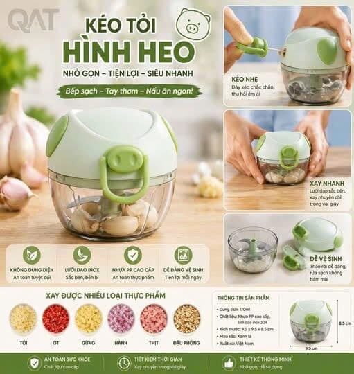 XAY TỎI KÉO TAY THÔNG MINH HINH HEO