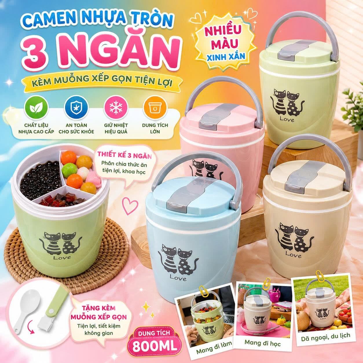 CAMEN TRÒN 3 NGĂN TÂN LẬP THÀNH KÈM MUỖNG