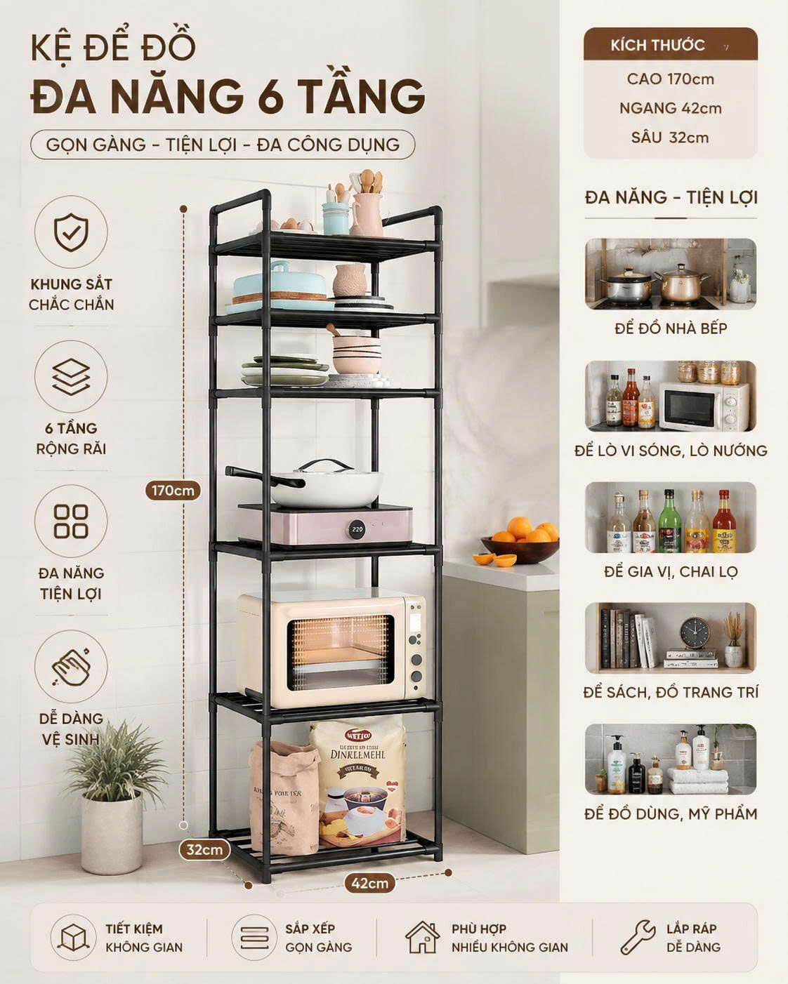 KỆ NHÀ BẾP ĐA NĂNG 6 TẦNG KHUNG THÉP 1 KỆ NHÀ BẾP ĐA NĂNG 6 TẦNG KHUNG THÉP