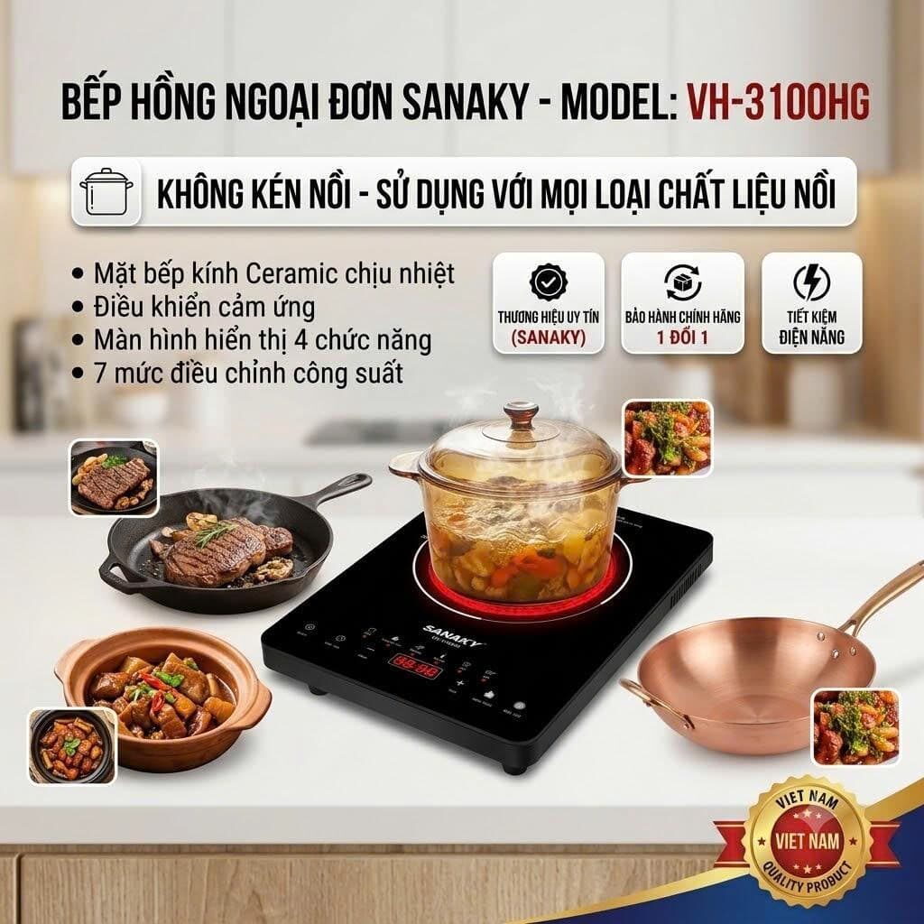 BẾP HÔNG NGOẠI SANAKY 3100HG CẢM ỨNG