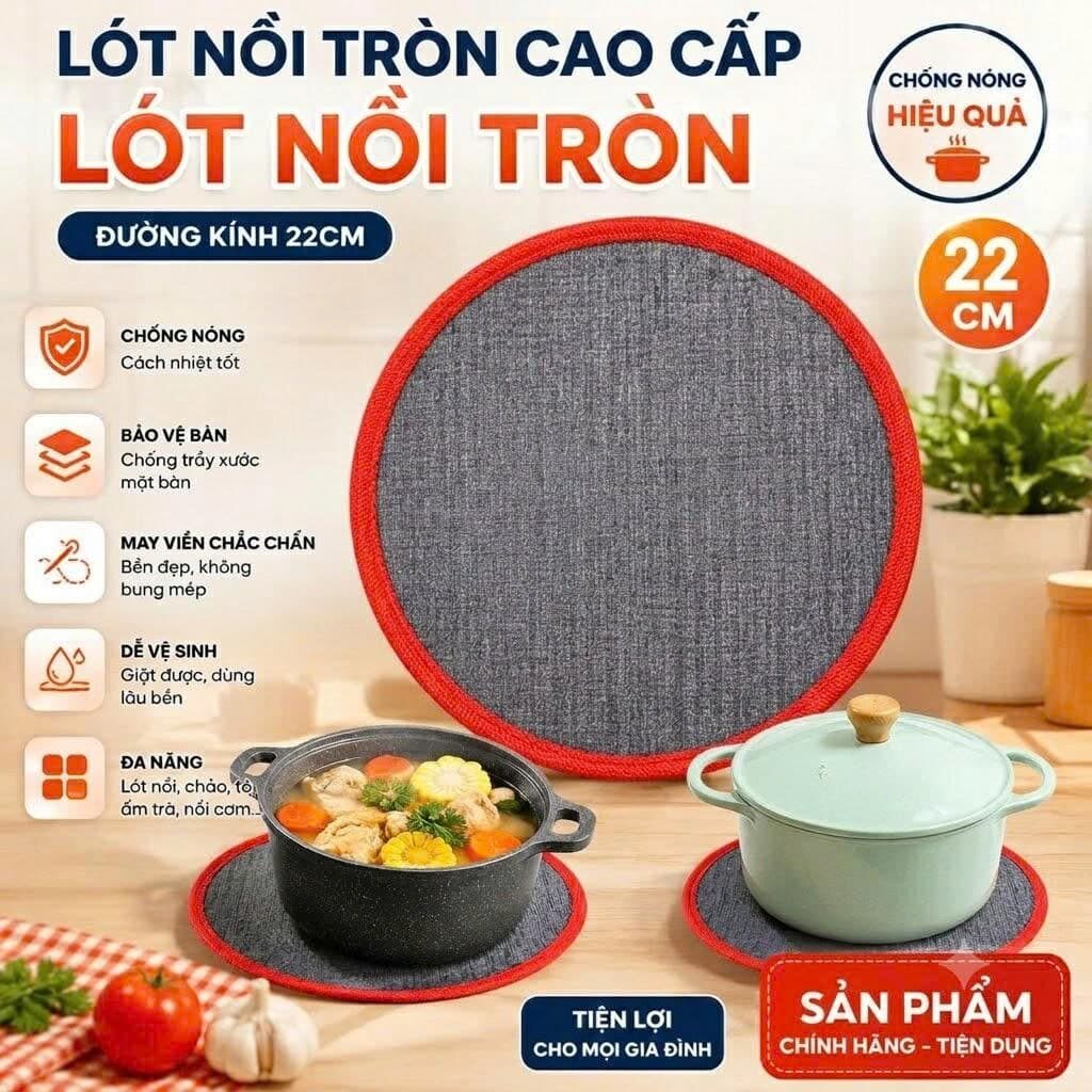 MIẾNG LÓT NỒI 2 MẶT MAY VIỀN 22CM