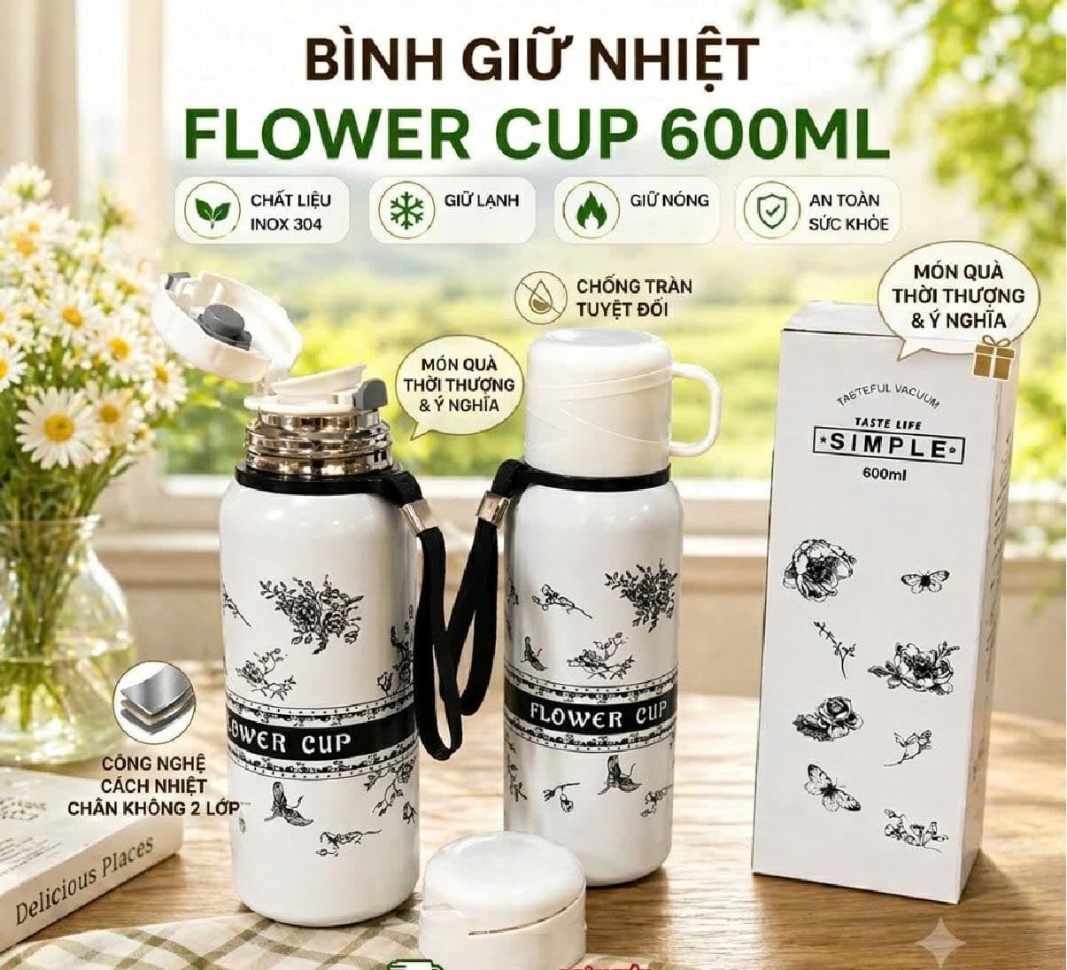 BÌNH GIỮ NHIỆT FLOWER CUP 600ML