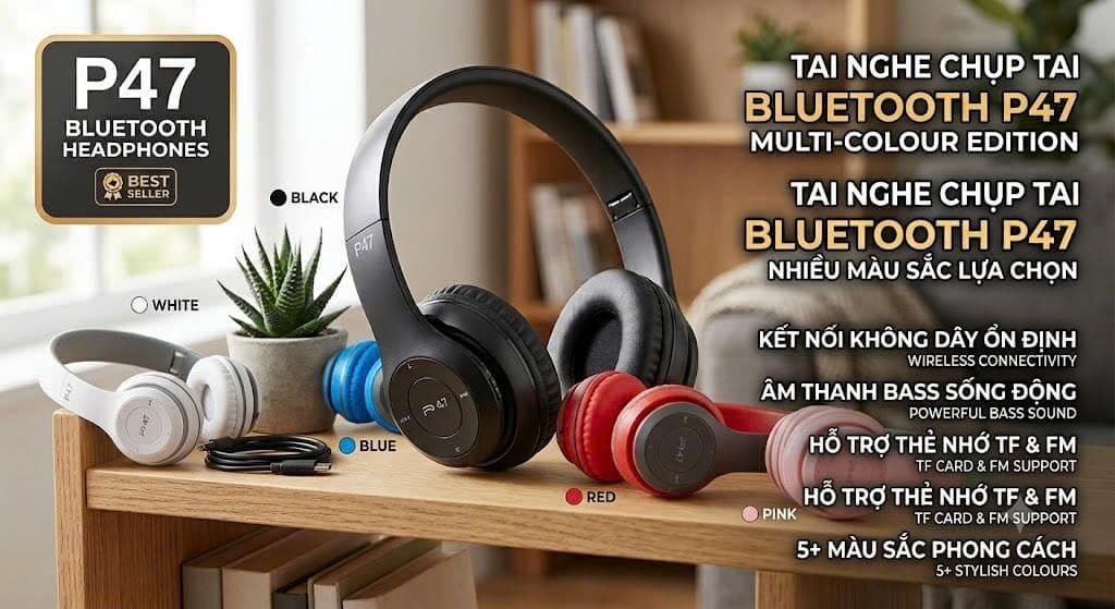 TAI NGHE BLUETOOTH CHỤP P47