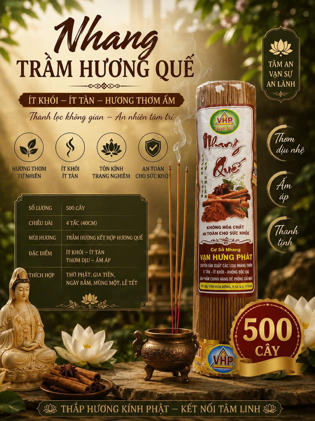NHANG QUẾ VỎ ÍT TÀN VHP 500 CÂY