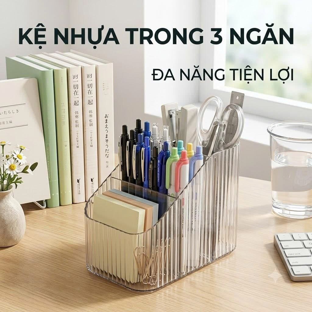 KHAY NHỰA MICA 3 NGĂN KẺ SỌC
