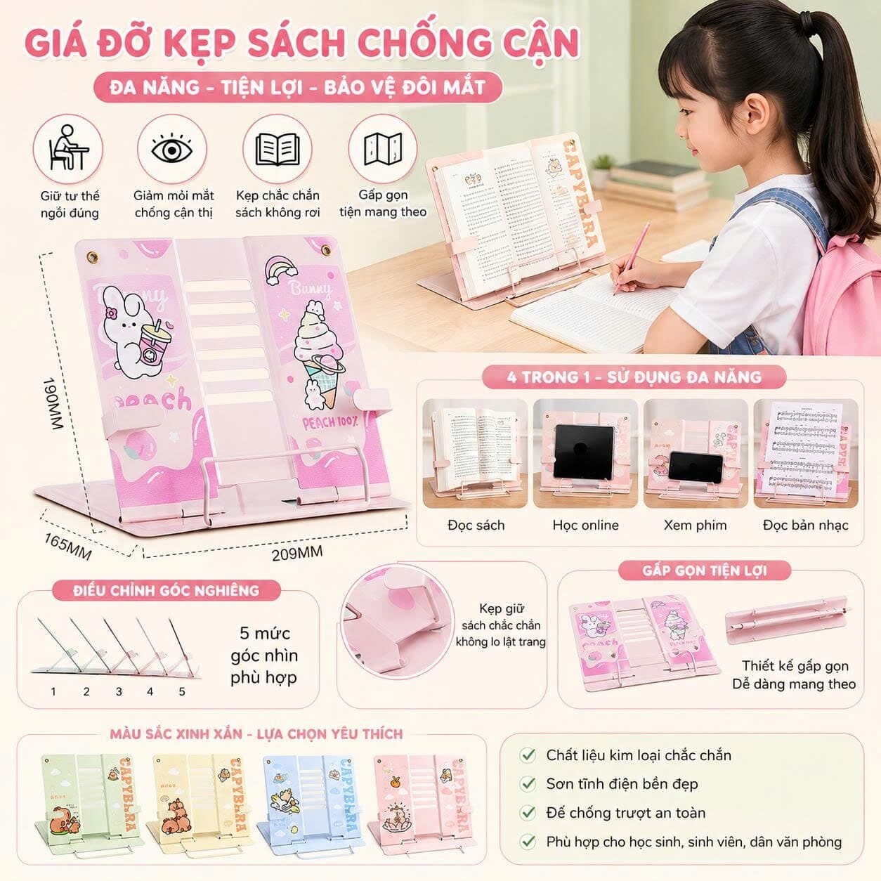 GIÁ ĐỠ KẸP SÁCH CỐ ĐỊNH CHO BÉ CHỐNG CẬN 1 GIÁ ĐỠ KẸP SÁCH CỐ ĐỊNH CHO BÉ CHỐNG CẬN