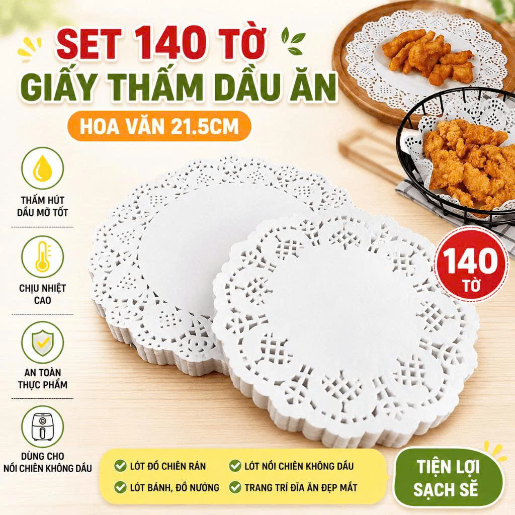 SÉT 140 TẤM GIẤY NẾN BÔNG HOA SIZE 21.5CM