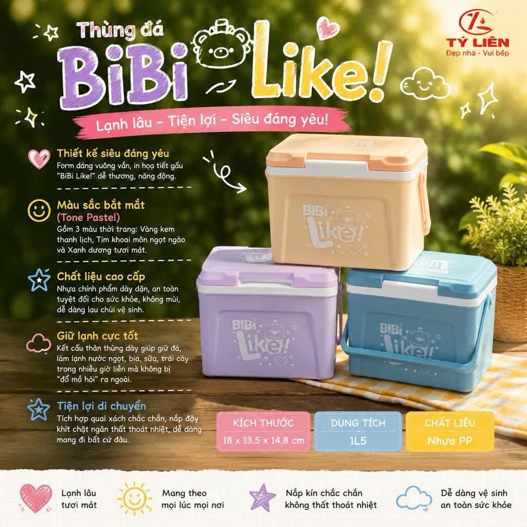 THÙNG ĐÁ VUÔNG BIBI LIKE 1.5L NẮP DÍNH 1 THÙNG ĐÁ VUÔNG BIBI LIKE 1.5L NẮP DÍNH