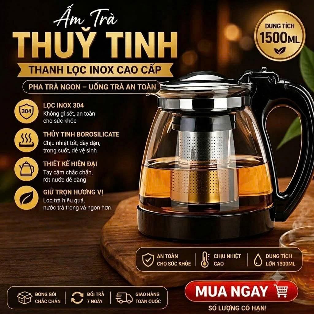 BÌNH LỌC TRÀ THUỶ TINH 1500ML