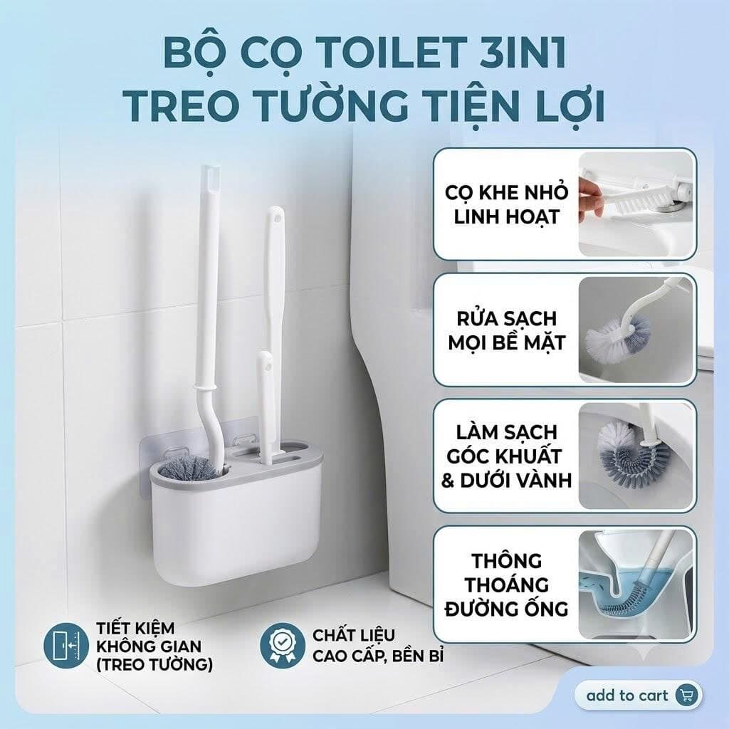 BỘ 3 BÀN CHẢI VỆ SINH TOILET