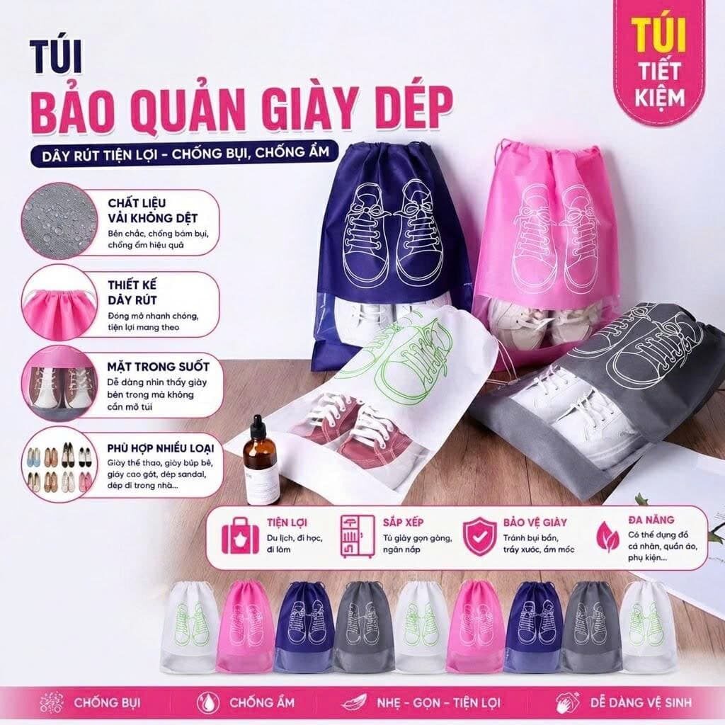 TÚI BẢO QUẢN GIÀY DÉP CÓ DÂY RÚT